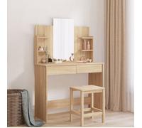 Coiffeuse - Chêne Sonoma - 96x39x142 cm - 2 tiroirs - Miroir inclus - Bois d'ingénierie