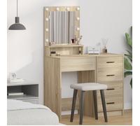 Coiffeuse - Chêne Sonoma - Éclairage LED - 50x41x135 cm - Miroir inclus
