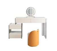 Coiffeuse Coiffeuse avec tabouret rembourré et commode à 4 tiroirs, meuble de rangement for chambre à coucher, table de maquillage simple et avancée, table de maquillage à suspension minimaliste, comm
