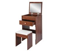 Coiffeuse, coiffeuse, coiffeuse, coiffeuse, coiffeuse, avec tabouret, tiroir miroir pliable, collage des bords en MDF, capacité de charge de 90 kg, peu encombrant, compacte, pour chambre à coucher