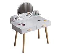 Coiffeuse compacte haut de gamme avec miroir rabattable et tabouret, design peu encombrant, 60 x 40 x 72,9 cm (couleur : bois, taille : table + tabouret) (table blanche)