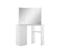 Coiffeuse d'angle 111 x 54 x 141,5 cm table de maquillage cosmétique blanc 02_0006235