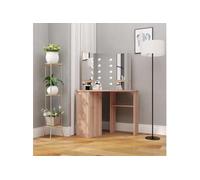 Coiffeuse d'angle avec LED Chêne 111x54x141,5 cm