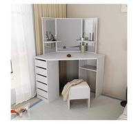 Coiffeuse d'angle de grande capacité avec 5 tiroirs coulissants, coiffeuse élégante pour le rangement et la décoration de la chambre à coucher