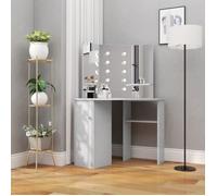 Coiffeuse d'angle - VIDAXL - Modèle 326535 - Gris béton - Miroir 3 panneaux - LED inclus