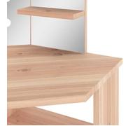 Coiffeuse d'angle - VINGVO - Chêne - 111x54x141,5 cm - Miroir 3 panneaux - LED inclus