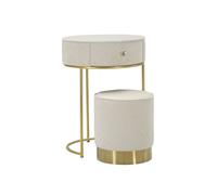 Coiffeuse d'Appoint Design ""Vellit"" 70cm Crème & Or