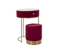 Coiffeuse d'Appoint Design "Vellit" 70cm Rouge & Or