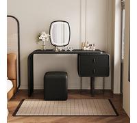 Coiffeuse de maquillage avec miroir et lumières - 3 couleurs d'éclairage - 2 tiroirs - Tabouret rembourré - Parfait pour la chambre des femmes et des filles - Design élégant et fonctionnel