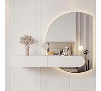 Coiffeuse de maquillage blanche élégante avec miroir, design mural flottant 2 en 1, comprend 2 tiroirs et accessoires pour femmes et filles, 95 cm