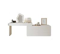 Coiffeuse de maquillage de luxe avec rangement intégré, design télescopique, miroir pleine longueur et chaise - Coiffeuse élégante pour usage domestique et professionnel (170 cm)