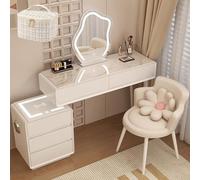 Coiffeuse de maquillage LED avec miroir à luminosité réglable, haut-parleur Bluetooth et fonction de charge sans fil 100 cm