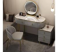 Coiffeuse de maquillage lumineuse à LED avec miroir réglable 3 couleurs 120 cm avec rangement et tabouret rembourré pour chambre à coucher et salon de beauté