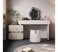 Coiffeuse de maquillage moderne avec 4 tiroirs, grand organisateur de cosmétiques, bureau de maquillage élégant pour chambre à coucher, station de maquillage mobile de 80 cm, blanc