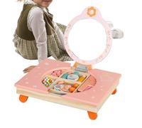 Coiffeuse de maquillage pliable en bois avec miroir pour filles