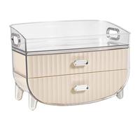 Coiffeuse de rangement, organiseur de coiffeuse avec tiroirs et housse anti-poussière transparente, organisateur maquillage élégant pour comptoir, boîte rangement pour soins la peau et cosmé