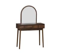 Coiffeuse décor bois miroir arrondi 2 tiroirs Linear