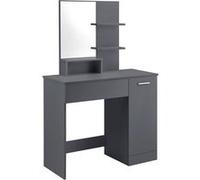 Coiffeuse Design avec Miroir Krugersdorp 138 x 90 x 38 cm Gris Foncé [en.casa]