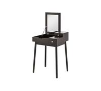 Coiffeuse design scandinave table de maquillage multi-rangements miroir pliable 60L x 50l x 86H cm pin et MDF noir