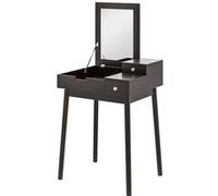 HOMCOM Coiffeuse avec Miroir Table de Maquillage Style Moderne - 2 tiroirs, Miroir Rabattable pour Chambre à Coucher, Salon, 60 x 50 x 85,5 cm Noir