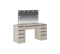 Coiffeuse double avec miroir à LEDs - 9 tiroirs - Beige - JENEMI