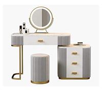 Coiffeuse élégante, coiffeuse grise avec miroir, coiffeuse pour filles avec tabouret rembourré, coiffeuse pour chambre à coucher (taille : 80 cm) (120 cm)