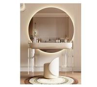 Coiffeuse en Acrylique à l'esthétique Moderne dotée d'un Grand Miroir Rond, Parfaite for Les Petits espaces Table de Maquillage