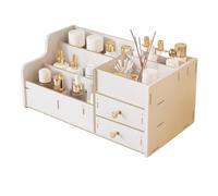 Coiffeuse en Bois BoîTe De Rangement pour CosméTiques Salle Bain Bureau Lavabo Support Serviette Le Visage Produits Soins La Peau Masque Et Comptoir Affichage Rouge à LèVres Brosse Chambre (Marron)