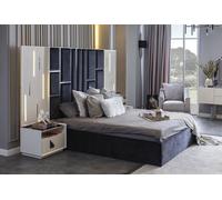 Coiffeuse en bois Chaise Rembourrée Miroir Rond Set Chambre à coucher nouveau