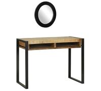 Coiffeuse en bois de manguier - vidaXL - 100x50x75 cm - Marron - Bois de manguier massif - Deux tiroirs - Pieds en métal