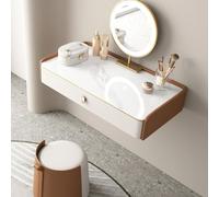 Coiffeuse en Bois Design Contemporain, avec tiroirs for Salon Domicile, Coiffeuse Murale Suspendue avec Rangement, Cadeaux pour Filles et Femmes(50cm/19.6in)