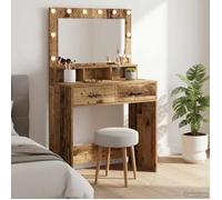 Coiffeuse en bois d'ingénierie - vidaXL - 79x41x135 cm - Bois ancien - Miroir intégré - Éclairage LED - Tiroirs spacieux