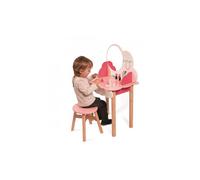 Janod - Coiffeuse Enfant en Bois P'tite Miss - 10 Accessoires Inclus -Imitation et Eveil - Dès 3 Ans, J06553, Rose et Blanc