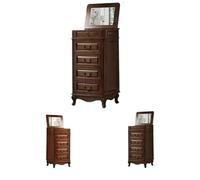 Coiffeuse en bois massif avec 5 tiroirs, bureau rétro moderne du milieu du siècle et armoire de rangement sculptée