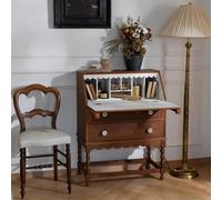 Coiffeuse en bois massif - Bureau moderne du milieu du siècle avec tiroir et armoire sculptée - Vitrine de style vintage