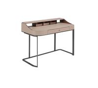 Coiffeuse en similicuir, noyer et acier gris 3279, 120 x 60 x 86 cm -