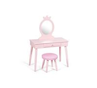 Coiffeuse Enfant avec Tiroir et tabouret Rose Table de Maquillage de Filles Style Princesse Européenne