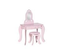 Coiffeuse enfant design girly avec motifs à coeur - tabouret inclus - dim. 60L x 36l x 88H cm - tiroir, miroir - MDF - rose Rose G