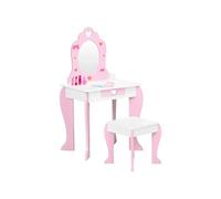 ZONEKIZ Coiffeuse enfant de 3 à 6 ans table de maquillage avec tabouret miroir et tiroir 50 x 36,5 x 89,5 cm rose