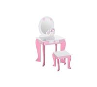 Coiffeuse Homcom Coiffeuse enfant design licorne - tabouret inclus - dim. 49L x 34l x 90H cm - tiroir, miroir - MDF - rose blanc