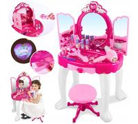 Kinderplay Coiffeuse Enfant, Table de Maquillage - Fonction de Lumièreavec Tabouret, lumière et Son, Dimensions Coiffeuse Enfant Fille 50 x 32 x 72 cm, KP8846