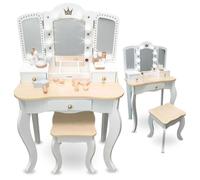 Coiffeuse enfant - MAMABRUM - Mamabrum - Éclairage LED - Miroir 3 volets - Grand tiroir et accessoires