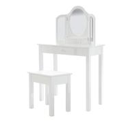 Coiffeuse Enfant ROBA avec 3 Miroirs et Tabouret - Blanc - Bois Massif - Meuble de Chambre blanc TU