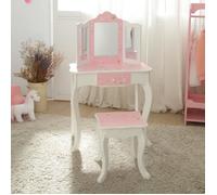 Fantasy Fields Coiffeuse Enfant en Bois Table Maquillage Miroir Tabouret Teamson TD-11670Q