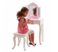 Teamson Kids Coiffeuse enfant tabouret bois, Dots