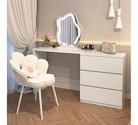 Coiffeuse Ensemble de coiffeuse, coiffeuse avec miroir éclairé, grand ensemble de coiffeuse, coiffeuse avec table de chevet mobile et tabouret rembourré, 3 couleurs de lumière réglables, pour chambre