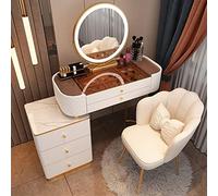 Coiffeuse Ensemble de Coiffeuse, Ensemble de Miroir de Maquillage, Coiffeuse à écran Tactile 3 Couleurs à intensité Variable, Ensemble de Coiffeuse avec Tabouret, Style Simple et Moderne pour Filles,