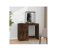 vidaXL Coiffeuse et miroir chêne fumé 90x50x132,5 cm bois d'ingénierie816765 Chêne fumé G
