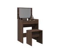 vidaXL Coiffeuse et Tabouret chêne Marron 60x40x113,5 cm, Table de Maquillage, Coiffeuse de Chambre à Coucher, Coiffeuse avec Miroir