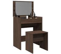 vidaXL Coiffeuse et Tabouret chêne Marron 60x40x113,5 cm, Table de Maquillage, Coiffeuse de Chambre à Coucher, Coiffeuse avec Miroir